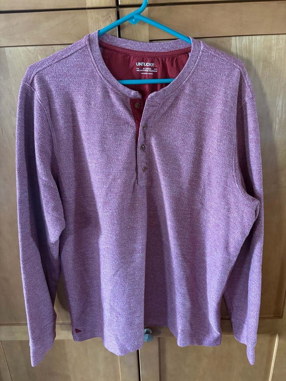 UNTUCKit Urey Regular Fit Long Sleeve Henley Shirt in Maroon Melange